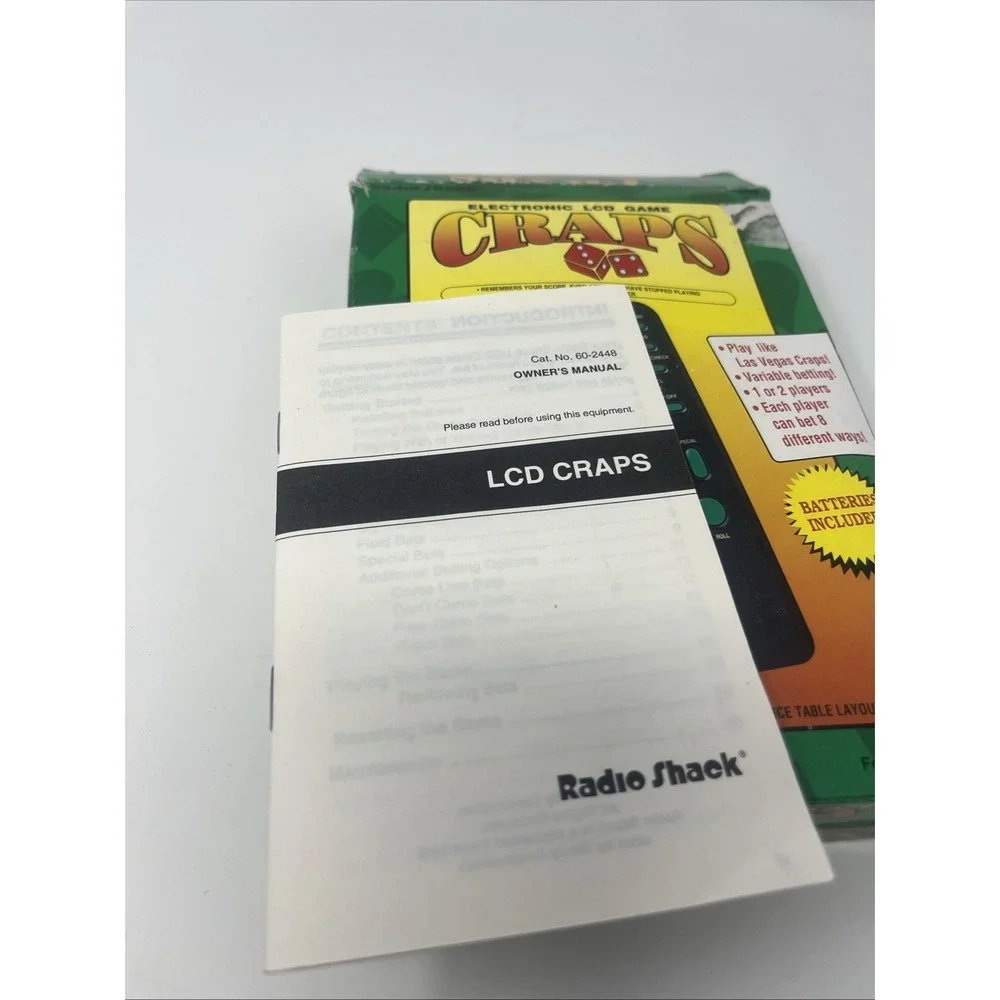 Vtg RADIO‎ SHACK Handheld Electronic Craps Game Tested In Box,Instruction 1996